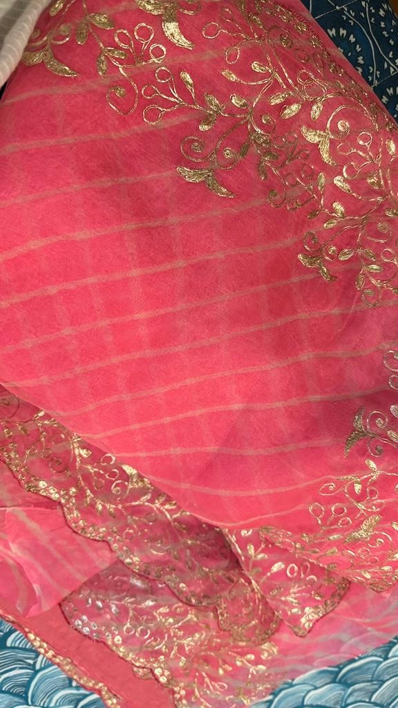 Organza Lehariya Saree