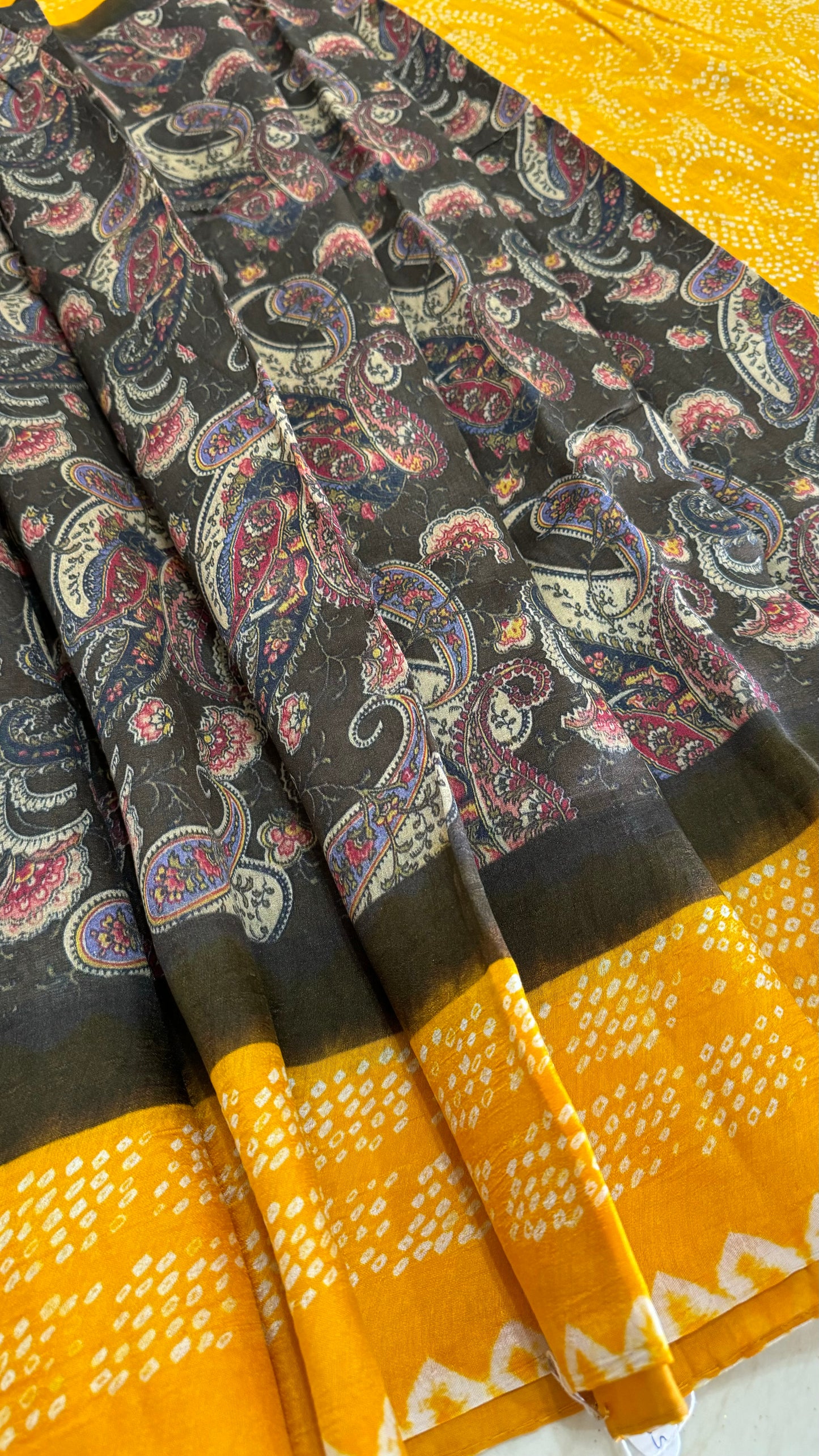 Kalamkari x Bandhej Saree