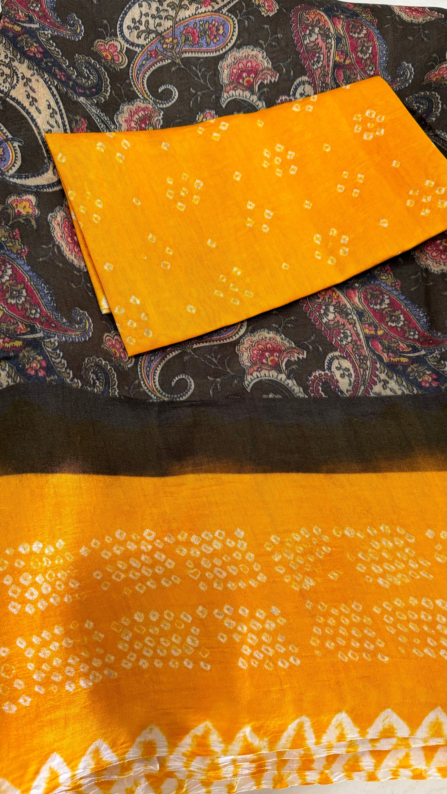 Kalamkari x Bandhej Saree