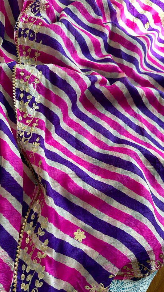 Tussar silk lehariya saree